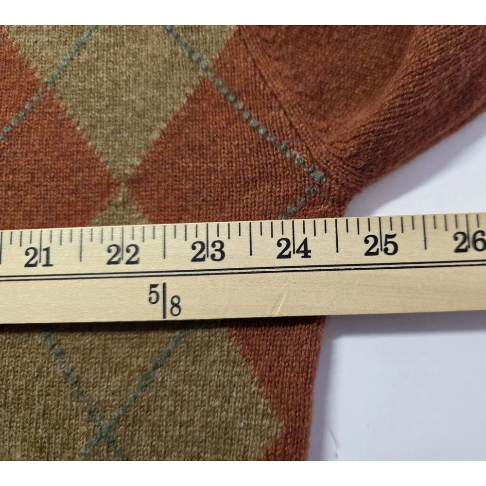 Rare Peter Scott Mens Size XL(44) Argyle Cashmere Sweater Carnoustine Golf Links